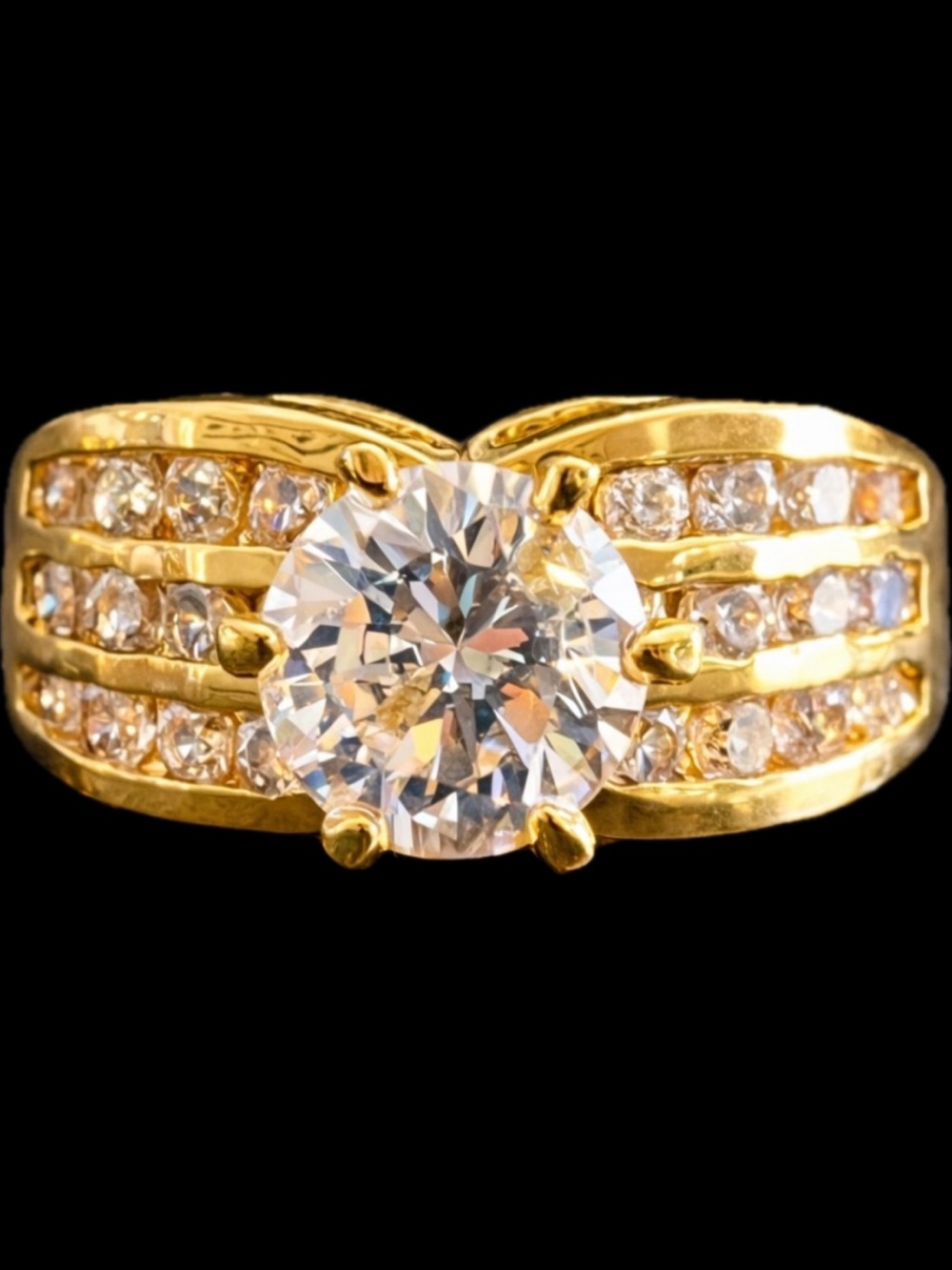 2.2ct brilliant round cut solitaire channel set CZ gold engagement wedding ring